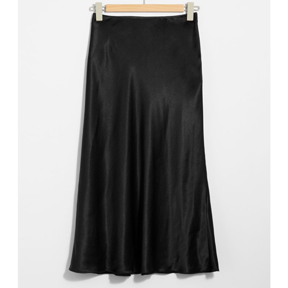 NWOT Black Satin Midi Skirt from & Other Stories